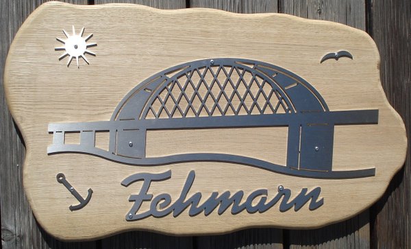 Fehmarn-Brücke auf massiver Eiche-Platte  Art. 3300