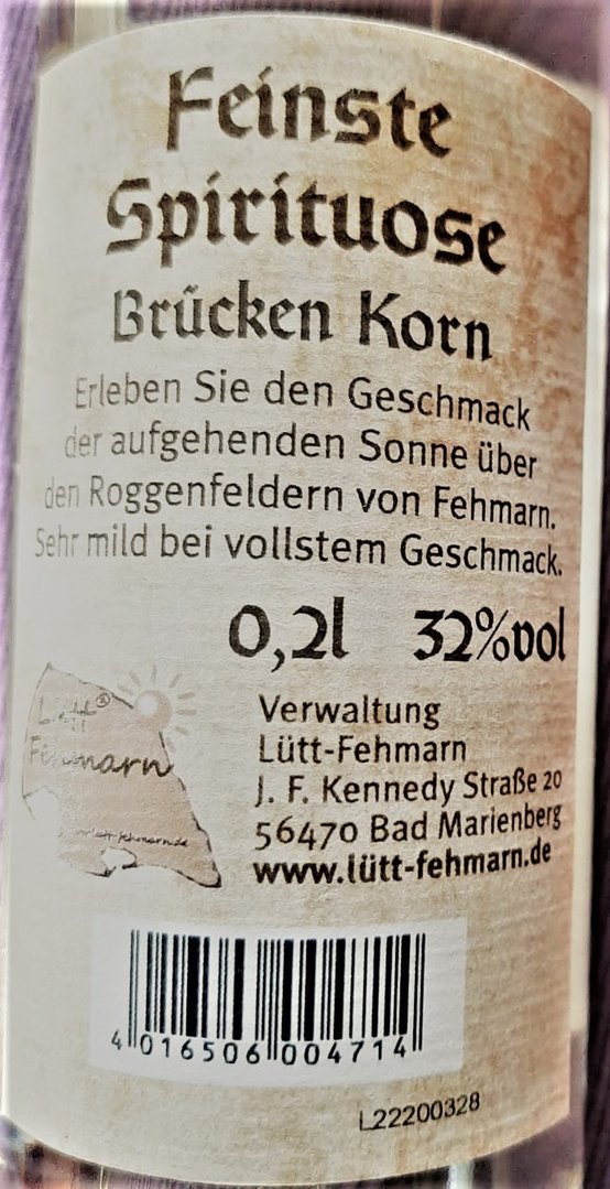 Feinster Brücken Korn 200 ml-Flasche Art. 9320